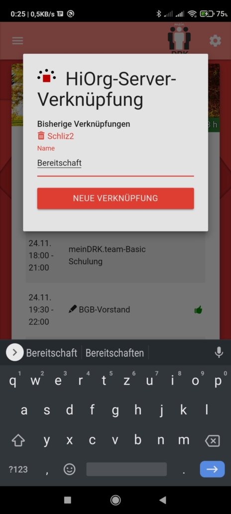 meinDRK.team Screenshot Verknüpfung