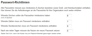 Passwort-Richtlinien - Klick zum Vergrößern